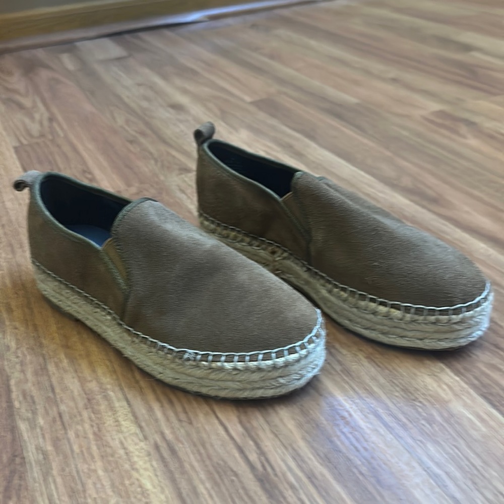 Brown Leather vamp designer slip in shoes